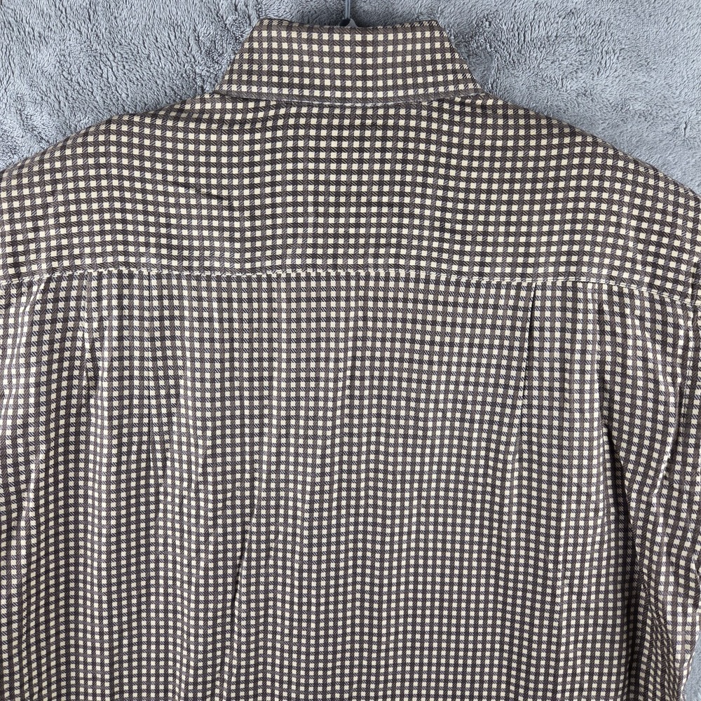 Ermenegildo Zegna Mens Medium M Brown Beige Check Plaid Button Up Shirt - Picture 7 of 11